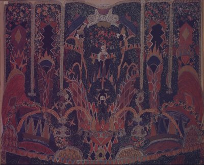 Conception de rideau de mascarade pour la pièce de théâtre Le Masque par M. Lermontov, 1917 - Aleksandr Jakovlevic Golovin
