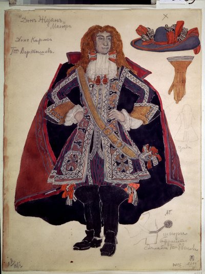 Dessin de costume pour la pièce Dom Juan de Molière - Aleksandr Jakovlevic Golovin