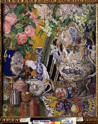 Nature morte aux fleurs et à la porcelaine - Aleksandr Jakovlevic Golovin