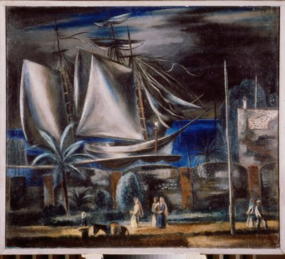 Port marin, la nuit - Aleksandr Vasilievich Shevchenko