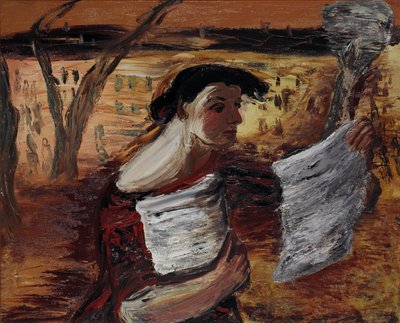 Femme avec des feuillets - Aleksandrs Drevins