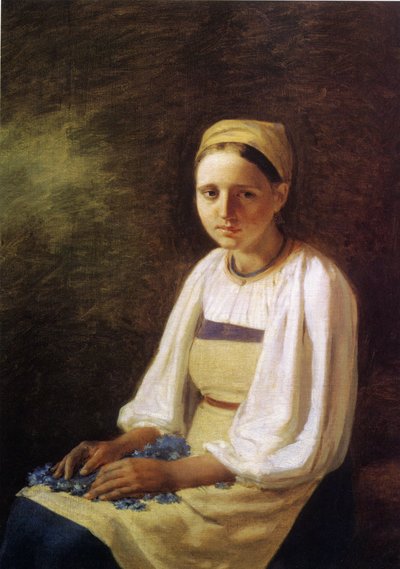 Une paysanne avec des bleuets, 1820s - Aleksei Gavrilovich Venetsianov