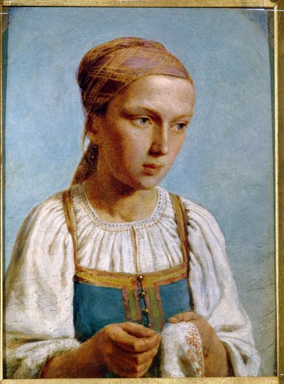 Brodeuse de la campagne - Aleksei Gavrilovich Venetsianov
