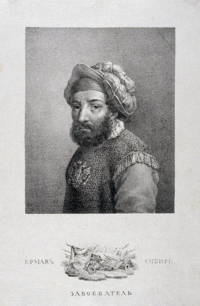 Portrait du chef cosaque, conquérant de la Sibérie Yermak Timopheyevich -1585, 1818 - Aleksei Gavrilovich Venetsianov