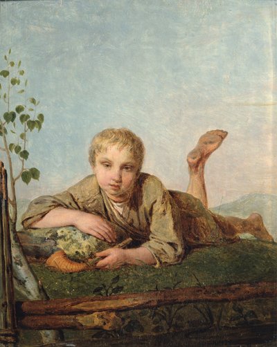 Garçon berger avec une pipe, années 1820 - Aleksei Gavrilovich Venetsianov