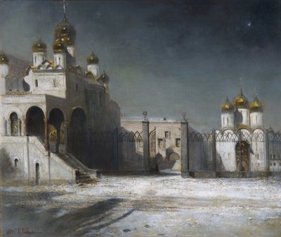 La place de la cathédrale au Kremlin de Moscou la nuit, 1878 - Alexei Kondratjewitsch Sawrassow