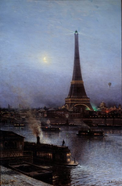 Vue de la Tour Eiffel la nuit en 1889 - Aleksei Petrovich Bogolyubov