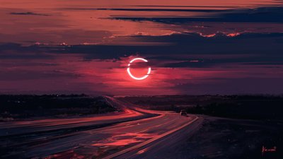 Red Sky Eclipse Drive - Alena Aenami