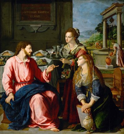 Le Christ dans la maison de Marthe et Marie, 1605 - Alessandro Allori