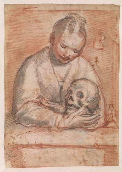 Sainte Marie-Madeleine avec un crâne dans ses bras - Alessandro Casolani