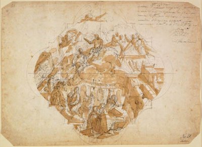 Les arts déplorant la destruction de leurs œuvres, design pour une peinture de plafond - Alessandro Gherardini