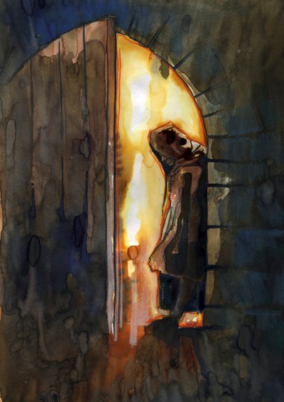 Un moine dans un château hanté Illustration par Alessandro Lonati - Alessandro Lonati