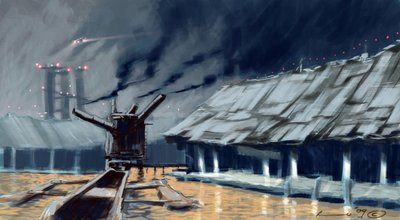 Anticipation : maisons sur pilotis (palafittes). Illustration par Alesandro Lonati. 2010 - Alessandro Lonati