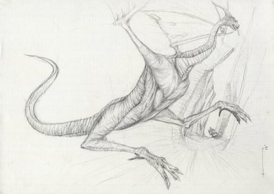 Créature fantastique : croquis au crayon d
