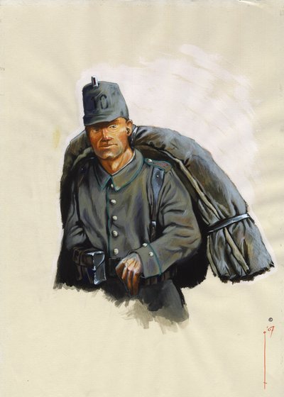 Première Guerre mondiale 1914-1918 : chasseur autrichien avec équipement de montagne sur le front des Alpes en Italie - Alessandro Lonati