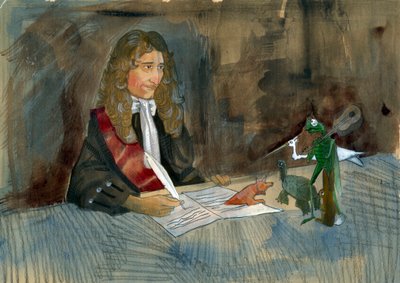 Jean de la Fontaine regardant ses personnages de ses fables - Alessandro Lonati