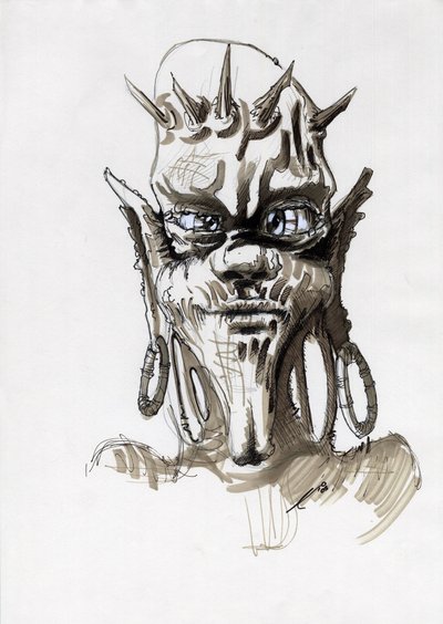 Monstre légendaire pour illustration fantastique : visage d