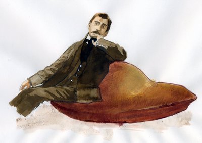 Marcel Proust assis sur sa madeleine - Alessandro Lonati
