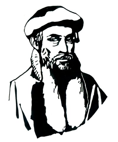 Portrait de Johannes Gutenberg (1400-1468) Illustration par Alessandro Lonati - Alessandro Lonati