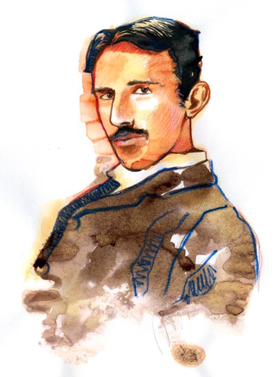 Portrait de Nikola Tesla inventeur et ingénieur américain d