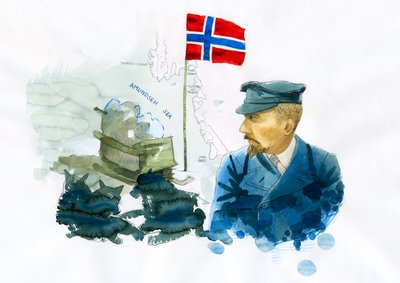 Portrait du marin et explorateur norvégien Roald Amundsen (1872-1928) Illustration par Alessandro Lonati - Alessandro Lonati