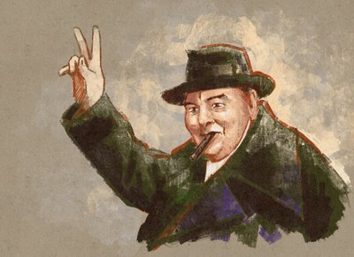Portrait de Sir Winston Leonard Spencer Churchill (illustration) - Alessandro Lonati