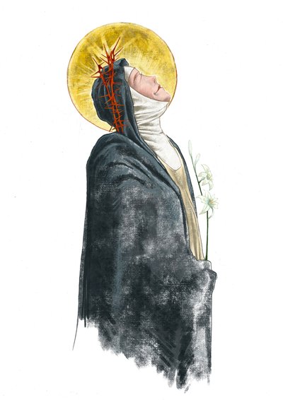 Portrait de Sainte Catherine de Sienne (dessin) - Alessandro Lonati