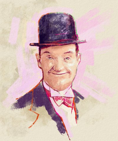 Portrait du comédien Stan Laurel (illustration) - Alessandro Lonati