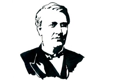 Portrait du physicien Thomas Edison (1847-1931) Dessin - Alessandro Lonati