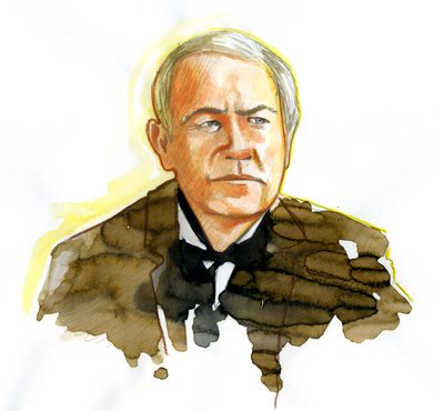 Portrait du physicien Thomas Edison (1847-1931) Dessin - Alessandro Lonati