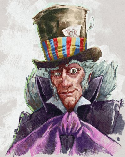 Portrait du Chapelier fou (illustration) - Alessandro Lonati