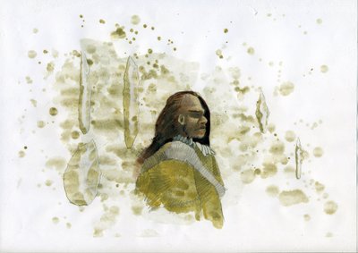 Préhistoire : Homme de Néandertal avec des outils en silex - Illustration par Alessandro Lonati - Alessandro Lonati
