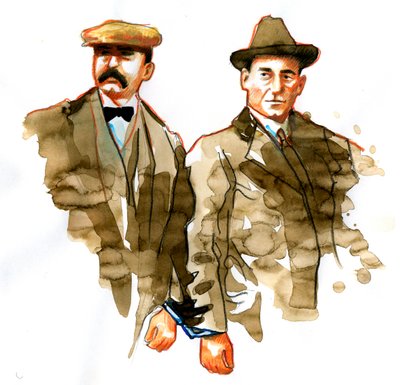 Affaire Sacco et Vanzetti : portrait des anarchistes italiens Bartolomeo Vanzetti (à gauche) et Nicola Sacco - Alessandro Lonati