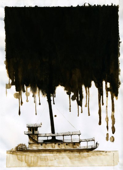 Vapeur Illustration du nouveau « Au cœur des ténèbres » de Joseph Conrad. 2012 - Alessandro Lonati