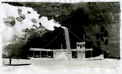 Paquebot Illustration du nouveau « Au cœur des ténèbres » de Joseph Conrad. 2012 - Alessandro Lonati