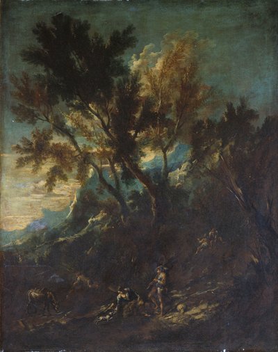 Un paysage de montagne avec des figures pastorales - Alessandro Magnasco