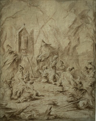 Chanteuse de ballades dans un sanctuaire de la Vierge - Alessandro Magnasco