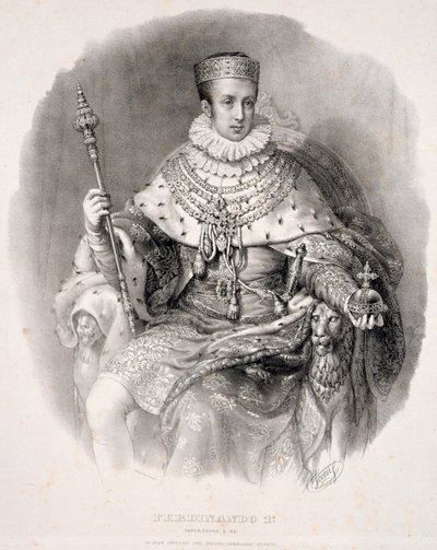 Ferdinand I (1793-1875), roi de Lombardie-Vénétie, en robes d