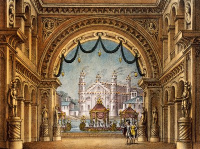 Décor de scène pour La Straniera, opéra de Vincenzo Bellini - Alessandro Sanquirico
