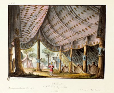 Vue de la tente royale de Gengis Khan, scénographie pour le ballet Genis-Kan par le chorégraphe italien Giovanni Galzerani (1828) - Alessandro Sanquirico