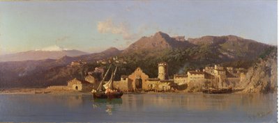 Vue de Taormina, Sicile, avec le mont Etna en arrière-plan, 1868 - Alessandro la Volpe