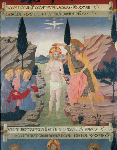 Le Baptême du Christ, détail des tiroirs d