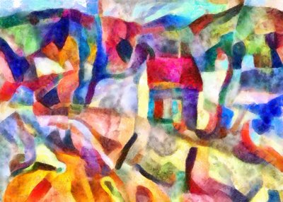 fenêtre verte, mur jaune, toit rouge - Alex Caminker