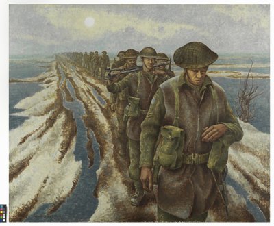 Infanterie près de Nimègue, vers 1940 (huile sur toile) - Alex Colville