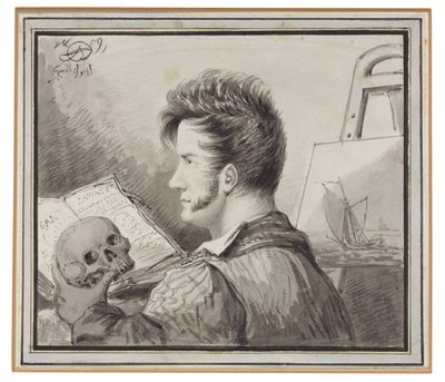Autoportrait en Jeune Homme avec Crâne - Alexander Orlowski
