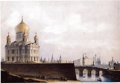 La Cathédrale du Christ-Sauveur avec vue sur le Kremlin de Moscou, 1836-1837 - Alexander Andreyevich Thon