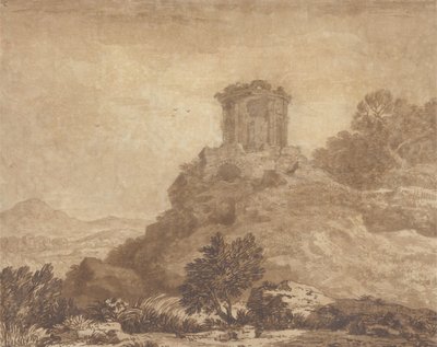 Paysage avec un temple en ruine, c.1756 - Alexander Cozens