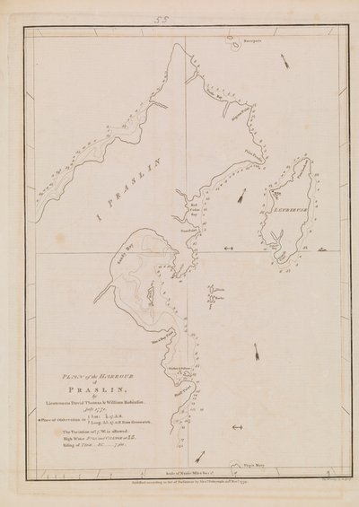 Plan du port de Praslin, fin du XVIIIe au début du XIXe siècle - Alexander Dalrymple
