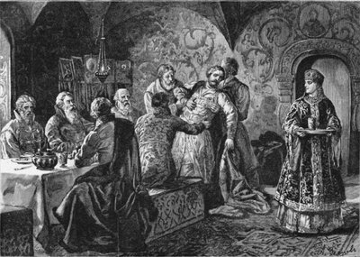 Le prince Mikhaïl Vassilievitch Skopin-Chouïski au festin du comte Vorotynski - Alexander Efimovich Zemtsov