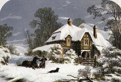 Retour à la maison dans la neige (gravure) - Alexander Francis (after) Lydon